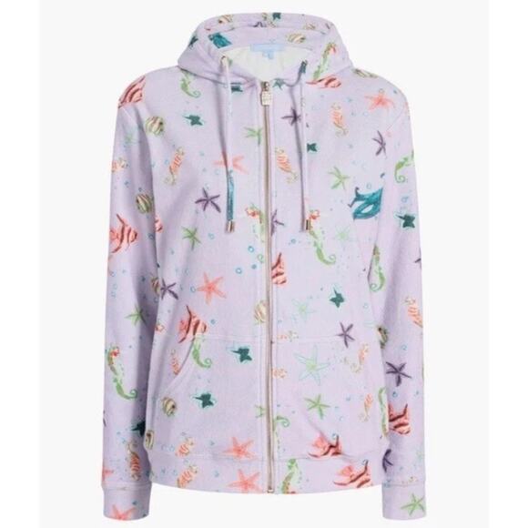Hill House The Allie Zip Up Sea Creatures‎ Terry Cloth Hoodie Size Small - Picture 1 of 10